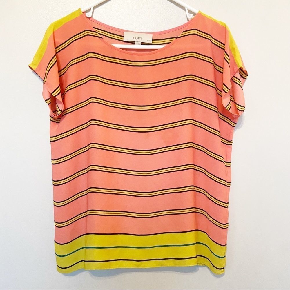 LOFT Coral Striped T-shirt Blouse MP
